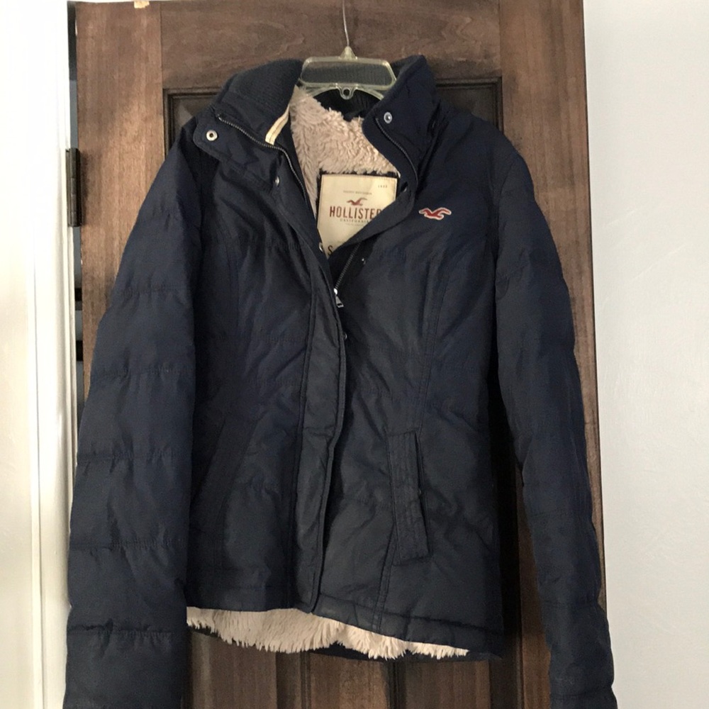 Size small hollister winter coat, navy blue